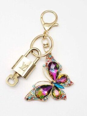 Authentic Louis Vuitton Gold Padlock 🔒 Key Set w/Unbranded Butterfly Bag Charm
